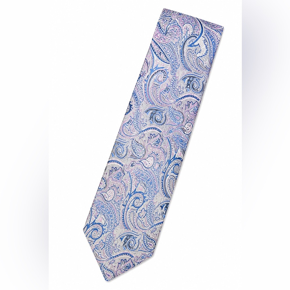 Pierre Cardin Silk Tie Paisley Blue Pink Classic Necktie Men’s Wedding Work